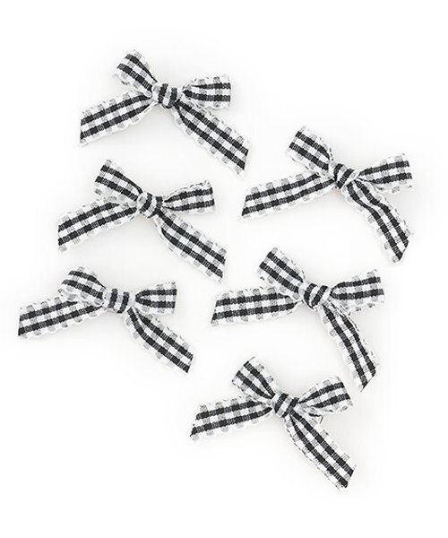 Lycee mine（リセマイン）の「チェックリボンちびヘアクリップ6Pセット（バレッタ/ヘアクリップ・キッズ・ブラック/ベージュ/レッド/ピンク・F）」の6枚目の写真