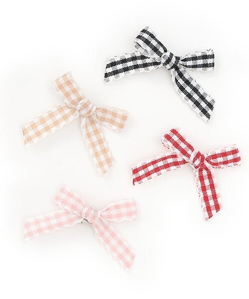Lycee mine（リセマイン）の「チェックリボンちびヘアクリップ6Pセット（バレッタ/ヘアクリップ・キッズ・ブラック/ベージュ/レッド/ピンク・F）」の11枚目の写真