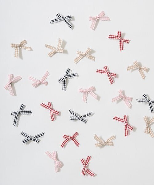 Lycee mine（リセマイン）の「チェックリボンちびヘアクリップ6Pセット（バレッタ/ヘアクリップ・キッズ・ブラック/ベージュ/レッド/ピンク・F）」の12枚目の写真