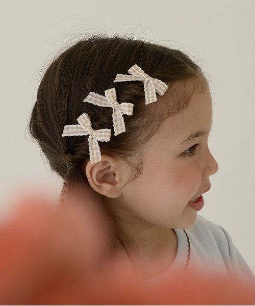 Lycee mine（リセマイン）の「チェックリボンちびヘアクリップ6Pセット（バレッタ/ヘアクリップ・キッズ・ブラック/ベージュ/レッド/ピンク・F）」の16枚目の写真