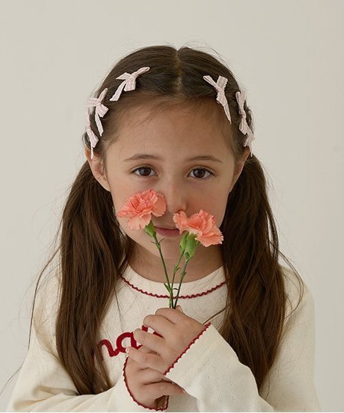 Lycee mine（リセマイン）の「チェックリボンちびヘアクリップ6Pセット（バレッタ/ヘアクリップ・キッズ・ブラック/ベージュ/レッド/ピンク・F）」の17枚目の写真