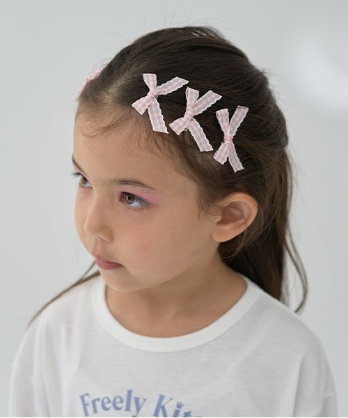 Lycee mine（リセマイン）の「チェックリボンちびヘアクリップ6Pセット（バレッタ/ヘアクリップ・キッズ・ブラック/ベージュ/レッド/ピンク・F）」の18枚目の写真