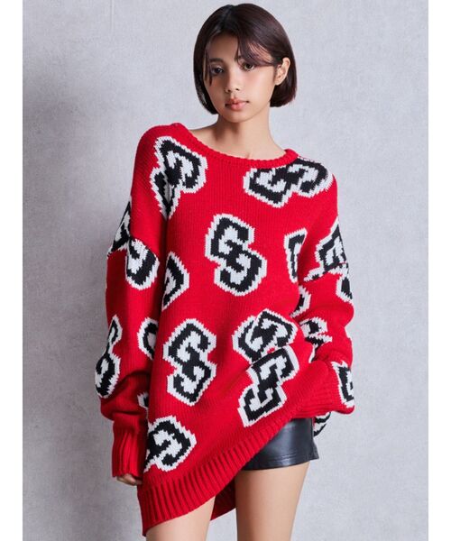 GYDA（ジェイダ）の「GG FRAMEニットトップス（ニット/セーター・レディース・オフホワイト/グレー/ブラック/レッド・FREE）」の11枚目の写真