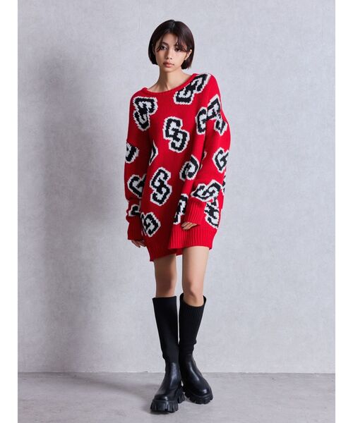 GYDA（ジェイダ）の「GG FRAMEニットトップス（ニット/セーター・レディース・オフホワイト/グレー/ブラック/レッド・FREE）」の13枚目の写真