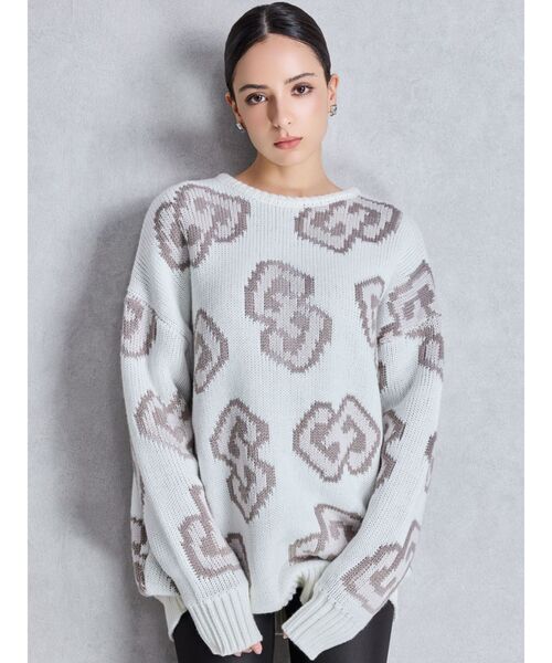 GYDA（ジェイダ）の「GG FRAMEニットトップス（ニット/セーター・レディース・オフホワイト/グレー/ブラック/レッド・FREE）」の16枚目の写真