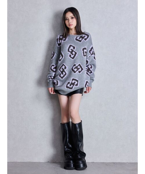 GYDA（ジェイダ）の「GG FRAMEニットトップス（ニット/セーター・レディース・オフホワイト/グレー/ブラック/レッド・FREE）」の7枚目の写真