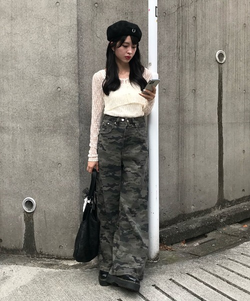 clear（クリア）の「【低身長用サイズ有】迷彩柄ワイドパンツ［韓国ファッション カジュアル］（その他パンツ・レディース・カーキ・M/S/XS/PS）」の20枚目の写真