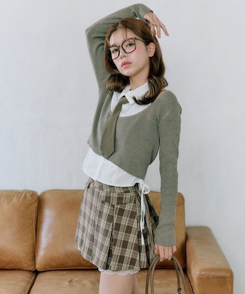 OLIVE des OLIVE（オリーブデオリーブ）の「裾レースプリーツスカート（スカート・レディース・ブラウン系その他/ブラック/チャコールグレー・FREE）」の16枚目の写真