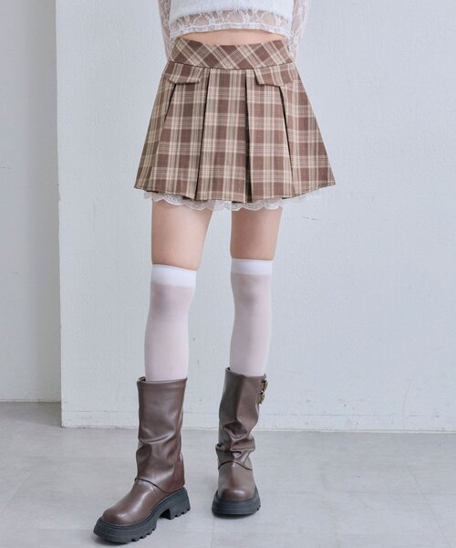OLIVE des OLIVE（オリーブデオリーブ）の「裾レースプリーツスカート（スカート・レディース・ブラウン系その他/ブラック/チャコールグレー・FREE）」の22枚目の写真