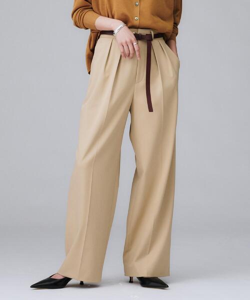 UNTITLED（アンタイトル）の「【洗える/はっ水/後ろウエストゴム】ストレッチ2タックワイドパンツ（その他パンツ・レディース・ベージュ/ダークブラウン/ブラック・50/48/46/44/42/04/03/02/01/00）」の3枚目の写真