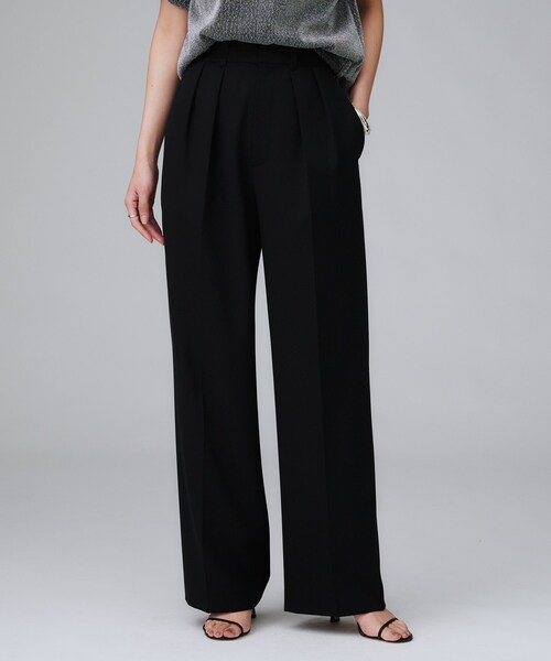 UNTITLED（アンタイトル）の「【洗える/はっ水/後ろウエストゴム】ストレッチ2タックワイドパンツ（その他パンツ・レディース・ベージュ/ダークブラウン/ブラック・50/48/46/44/42/04/03/02/01/00）」の6枚目の写真