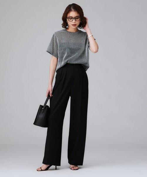 UNTITLED（アンタイトル）の「【洗える/はっ水/後ろウエストゴム】ストレッチ2タックワイドパンツ（その他パンツ・レディース・ベージュ/ダークブラウン/ブラック・50/48/46/44/42/04/03/02/01/00）」の8枚目の写真