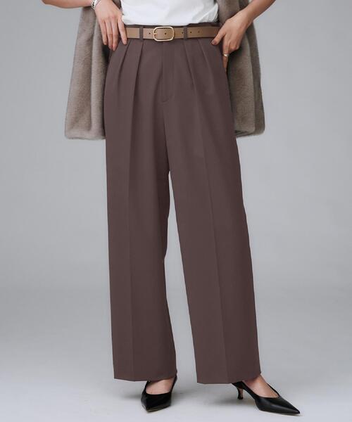 UNTITLED（アンタイトル）の「【洗える/はっ水/後ろウエストゴム】ストレッチ2タックワイドパンツ（その他パンツ・レディース・ベージュ/ダークブラウン/ブラック・50/48/46/44/42/04/03/02/01/00）」の10枚目の写真