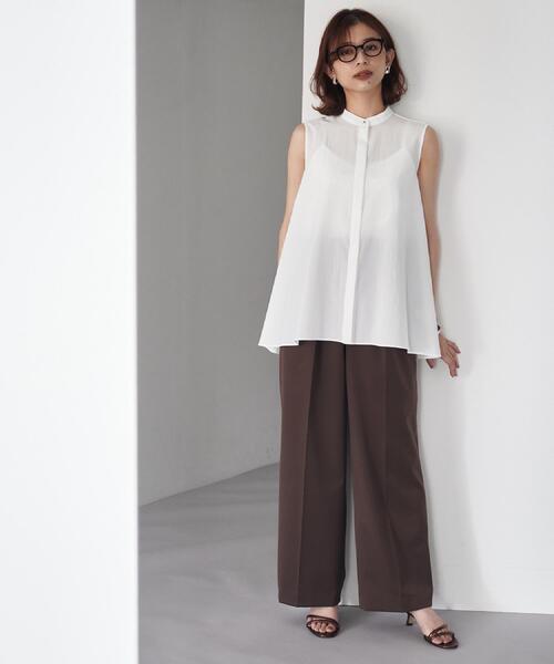 UNTITLED（アンタイトル）の「【洗える/はっ水/後ろウエストゴム】ストレッチ2タックワイドパンツ（その他パンツ・レディース・ベージュ/ダークブラウン/ブラック・50/48/46/44/42/04/03/02/01/00）」の14枚目の写真