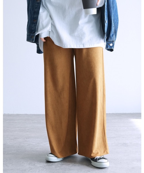 reca（レカ）の「スェード風イージーパンツ（その他パンツ・レディース・ブラウン/アイボリー/キャメル・M）」の3枚目の写真