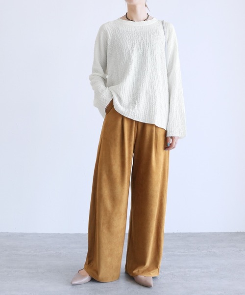 reca（レカ）の「スェード風イージーパンツ（その他パンツ・レディース・ブラウン/アイボリー/キャメル・M）」の11枚目の写真