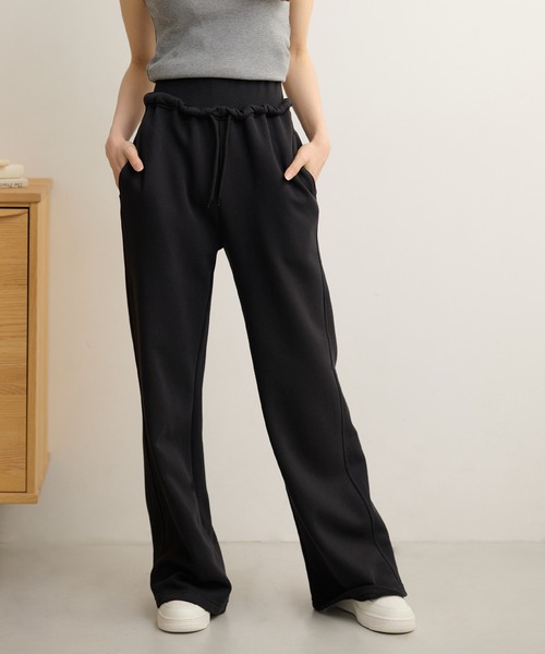 Lace Ladies(レースレディース)の「ハイウエスト リブ サイドシーム スウェット パンツ(スウェットパンツ・レディース・ブラウン/ブラック/ライトグレー/ダークグレー・165/160cm/155cm)」の5枚目の写真