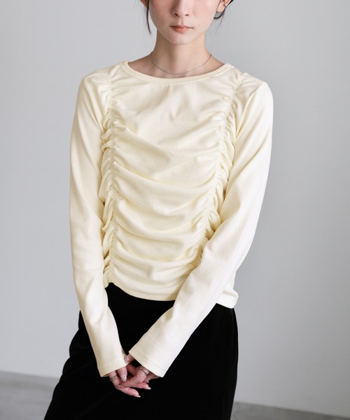 ダブルギャザーデザイントップス（Tシャツ/カットソー）｜select MOCA