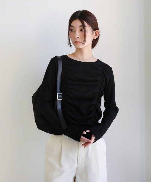 ダブルギャザーデザイントップス（Tシャツ/カットソー）｜select