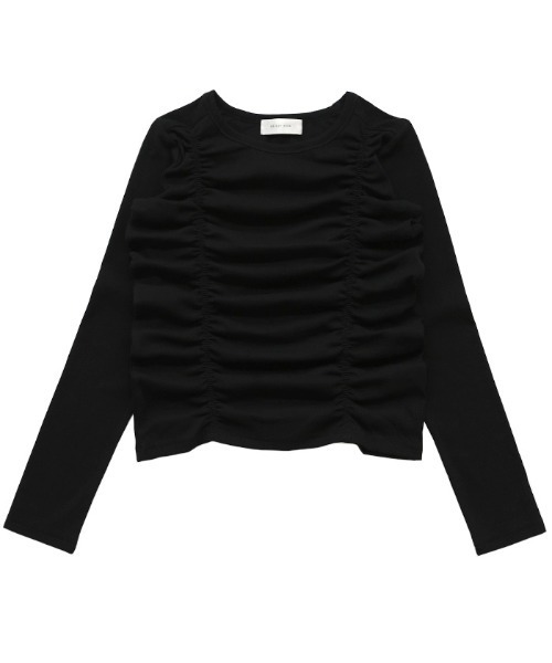 select MOCA(セレクトモカ)の「ダブルギャザーデザイントップス(Tシャツ/カットソー・レディース・グレー/アイボリー/ブラック/チャコールグレー・FREE)」の21枚目の写真