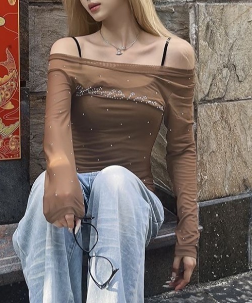 SHEENA(シーナ)の「ストーンロゴシアートップス(Tシャツ/カットソー・レディース・ブラック/グレー/モカ・M)」の22枚目の写真