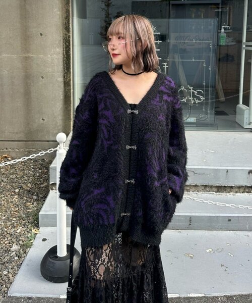 セール】【Mavie..7】マーブルニットカーディガン（カーディガン