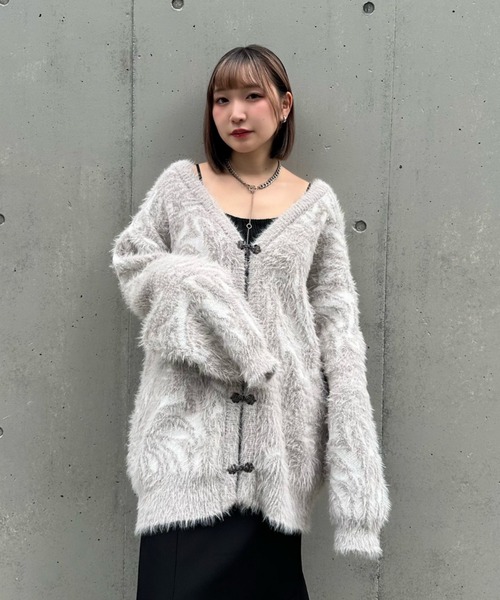 セール】【Mavie..7】マーブルニットカーディガン（カーディガン