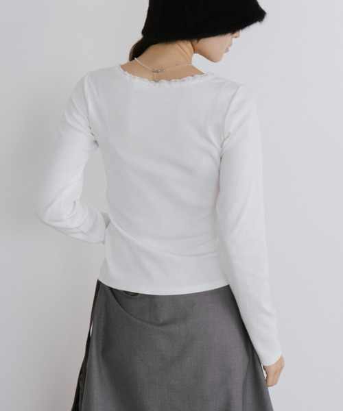 duei（デュイ）の「レースヘンリーネックロングスリーブトップス（Tシャツ/カットソー・レディース・ホワイト/ブラック・FREE）」の18枚目の写真
