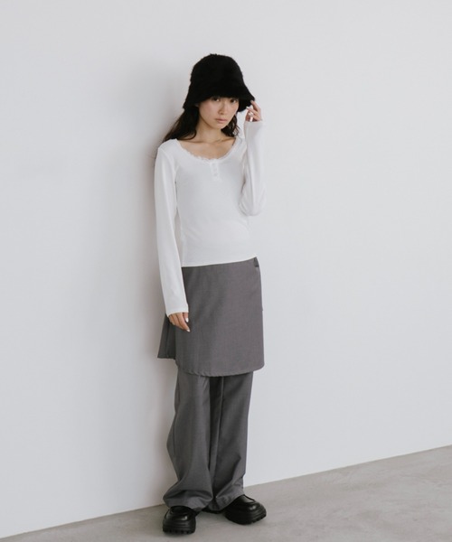 duei（デュイ）の「レースヘンリーネックロングスリーブトップス（Tシャツ/カットソー・レディース・ホワイト/ブラック・FREE）」の21枚目の写真