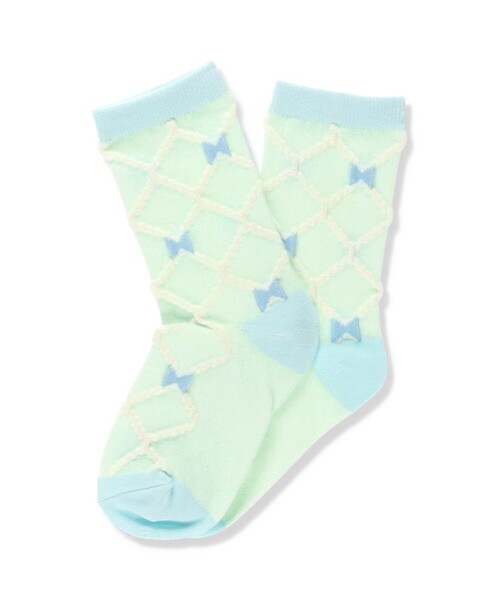BRANSHES（ブランシェス）の「キルトリボンソックス（ソックス/靴下・キッズ・サックスブルー/グレー・19-21cm/13-15cm/16-18cm）」の2枚目の写真
