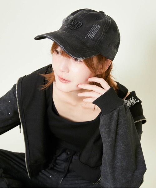 Dロゴ ダメージ加工 黒キャップ DIESEL (ディーゼル) BIGロゴ ダメージ キャップ C-ODY メンズ 2