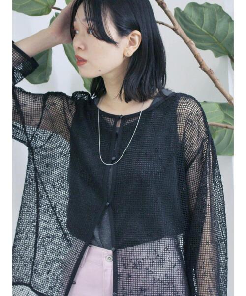 Samansa Mos2 blue（サマンサモスモスブルー）の「前後2wayメッシュレースカーディガン（カーディガン/ボレロ・レディース・ブラック/キナリ/ブラウン・F）」の2枚目の写真