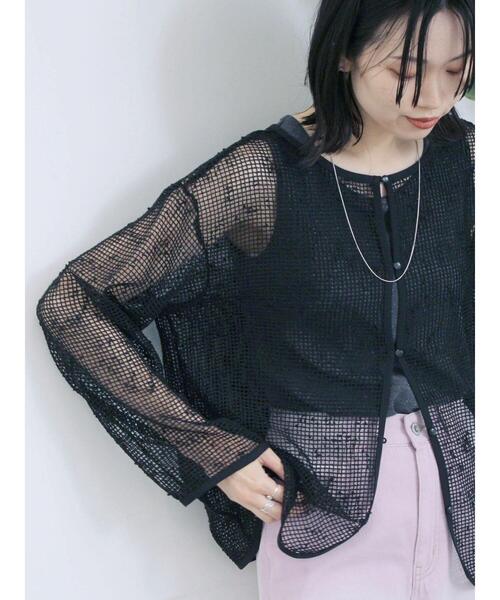 Samansa Mos2 blue（サマンサモスモスブルー）の「前後2wayメッシュレースカーディガン（カーディガン/ボレロ・レディース・ブラック/キナリ/ブラウン・F）」の11枚目の写真