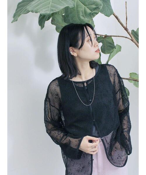 Samansa Mos2 blue（サマンサモスモスブルー）の「前後2wayメッシュレースカーディガン（カーディガン/ボレロ・レディース・ブラック/キナリ/ブラウン・F）」の16枚目の写真
