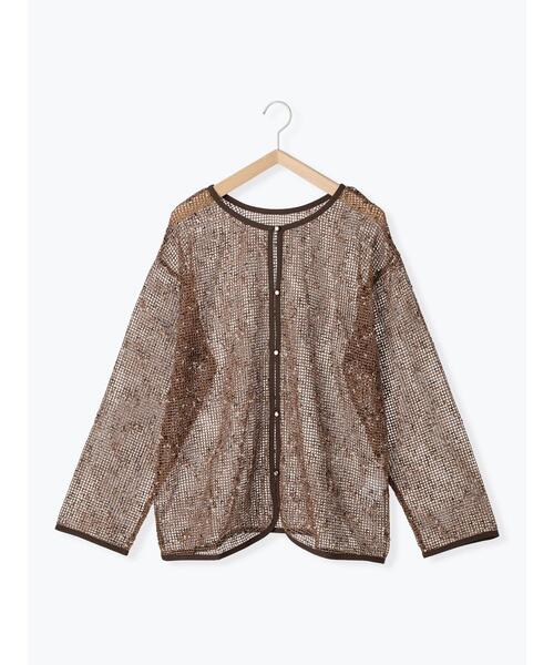 Samansa Mos2 blue（サマンサモスモスブルー）の「前後2wayメッシュレースカーディガン（カーディガン/ボレロ・レディース・ブラック/キナリ/ブラウン・F）」の6枚目の写真