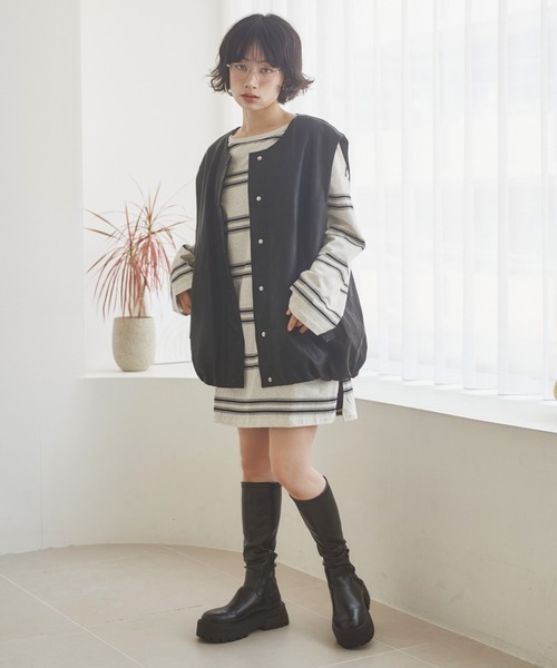LAULEN(ローレン)の「boxy oversize leather like vest /ボクシーオーバーサイズフェイクレザーベスト(ベスト・レディース・ブラック・FREE)」の5枚目の写真