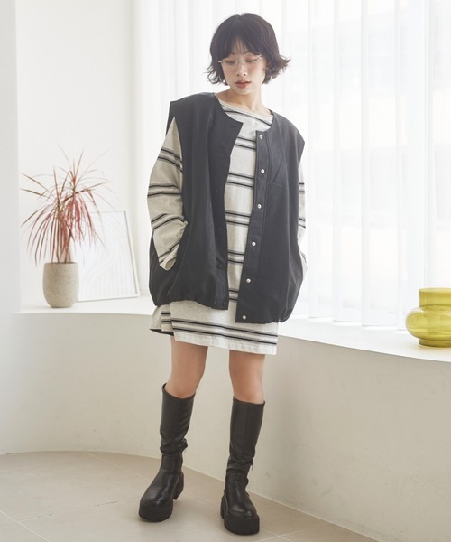 LAULEN(ローレン)の「boxy oversize leather like vest /ボクシーオーバーサイズフェイクレザーベスト(ベスト・レディース・ブラック・FREE)」の7枚目の写真