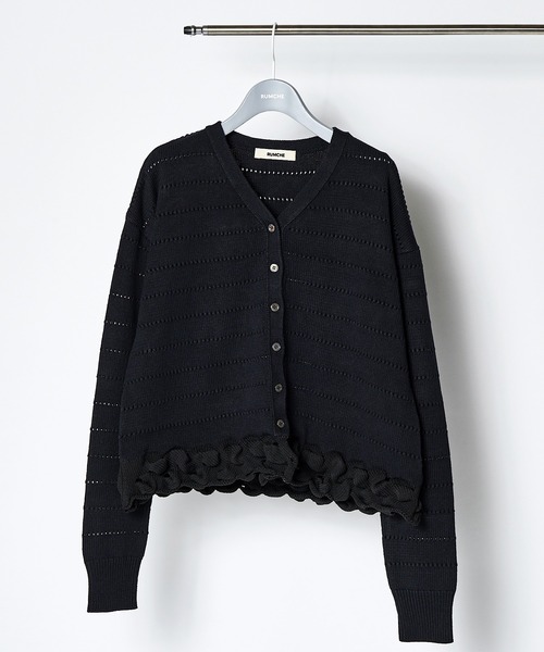 RUMCHE（ラムシェ）の「Bond Yarn Cardigan / ボンドヤーンカーディガン（カーディガン/ボレロ・レディース・ホワイト×ブラック/ブラック・FREE）」の2枚目の写真