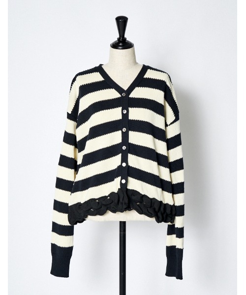 RUMCHE（ラムシェ）の「Bond Yarn Cardigan / ボンドヤーンカーディガン（カーディガン/ボレロ・レディース・ホワイト×ブラック/ブラック・FREE）」の4枚目の写真