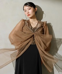 Kana(カナ)のリボン チュール トップス Aライン ワンピース ドレス 2点セット パーティー 結婚式 お呼ばれ オケージョンドレス(ドレス)