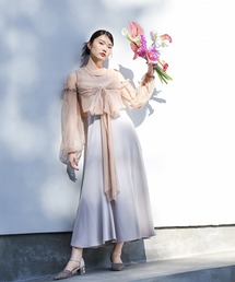 Kana | リボン チュール トップス Aライン ワンピース ドレス 2点セット パーティー 結婚式 お呼ばれ オケージョンドレス(ドレス)