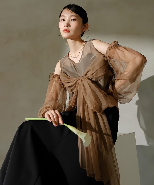 Kana（カナ）の「リボン チュール トップス Aライン ワンピース ドレス 2点セット パーティー 結婚式 お呼ばれ オケージョンドレス（ドレス・レディース・ライトグレー/ブラック系その他2/チャコールグレー・M）」の16枚目の写真