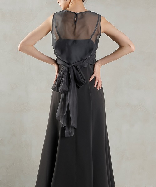 Kana（カナ）の「リボン チュール トップス Aライン ワンピース ドレス 2点セット パーティー 結婚式 お呼ばれ オケージョンドレス（ドレス・レディース・ライトグレー/ブラック系その他2/チャコールグレー・M）」の7枚目の写真