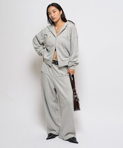 WHO'S WHO gallery（フーズフーギャラリー）の「スラッシュポケットスウェットパーカー（パーカー・レディース・ブラック/ブラウン系その他/ダークブラウン/グレー/カーキ/ネイビー/ライトグレー/チャコールグレー/ブラック系その他2/ブルー系その他・SMALL/X-SMALL/MEDIUM）」の6枚目の写真