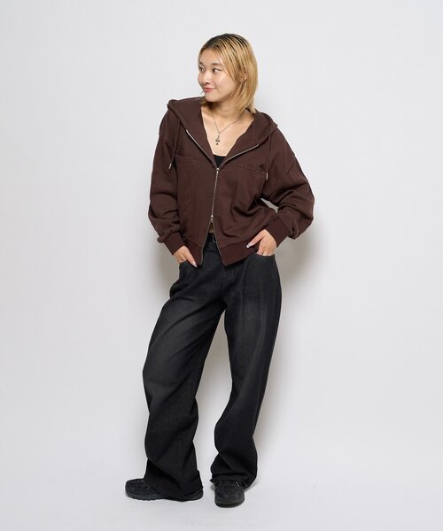 WHO'S WHO gallery（フーズフーギャラリー）の「スラッシュポケットスウェットパーカー（パーカー・レディース・ブラック/ブラウン系その他/ダークブラウン/グレー/カーキ/ネイビー/ライトグレー/チャコールグレー/ブラック系その他2/ブルー系その他・SMALL/X-SMALL/MEDIUM）」の13枚目の写真