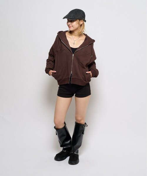 WHO'S WHO gallery（フーズフーギャラリー）の「スラッシュポケットスウェットパーカー（パーカー・レディース・ブラック/ブラウン系その他/ダークブラウン/グレー/カーキ/ネイビー/ライトグレー/チャコールグレー/ブラック系その他2/ブルー系その他・SMALL/X-SMALL/MEDIUM）」の15枚目の写真