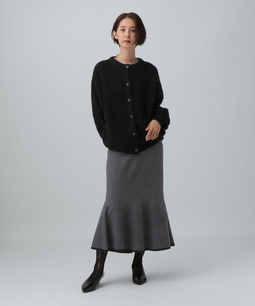 LEPSIM（レプシィム）の「ポケカーディガン＊フレアスカート《2点セット》　587862（スカート・レディース・モカ/ブラック/チャコールグレー・FREE）」の2枚目の写真