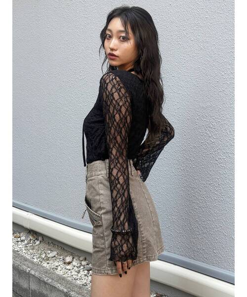 MURUA（ムルーア）の「カシュクールレーストップス（Tシャツ/カットソー・レディース・ブラウン/アイボリー/ブラック・FREE）」の10枚目の写真