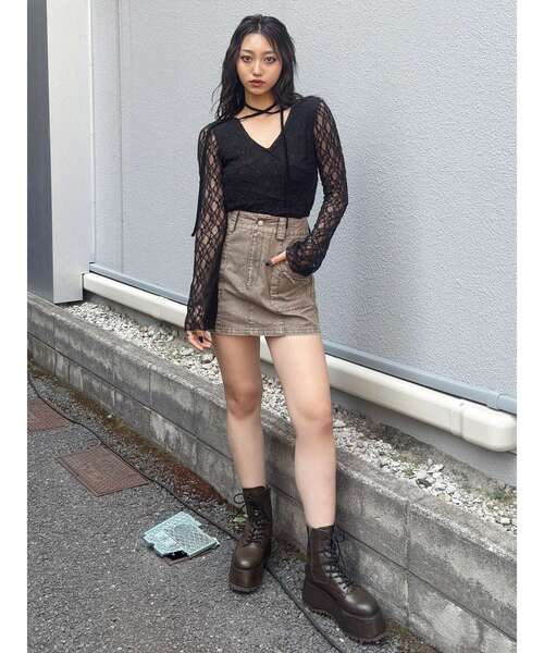 MURUA（ムルーア）の「カシュクールレーストップス（Tシャツ/カットソー・レディース・ブラウン/アイボリー/ブラック・FREE）」の11枚目の写真