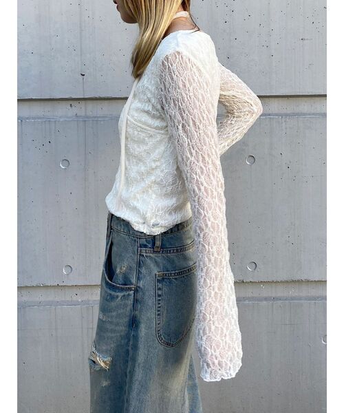 MURUA（ムルーア）の「カシュクールレーストップス（Tシャツ/カットソー・レディース・ブラウン/アイボリー/ブラック・FREE）」の15枚目の写真